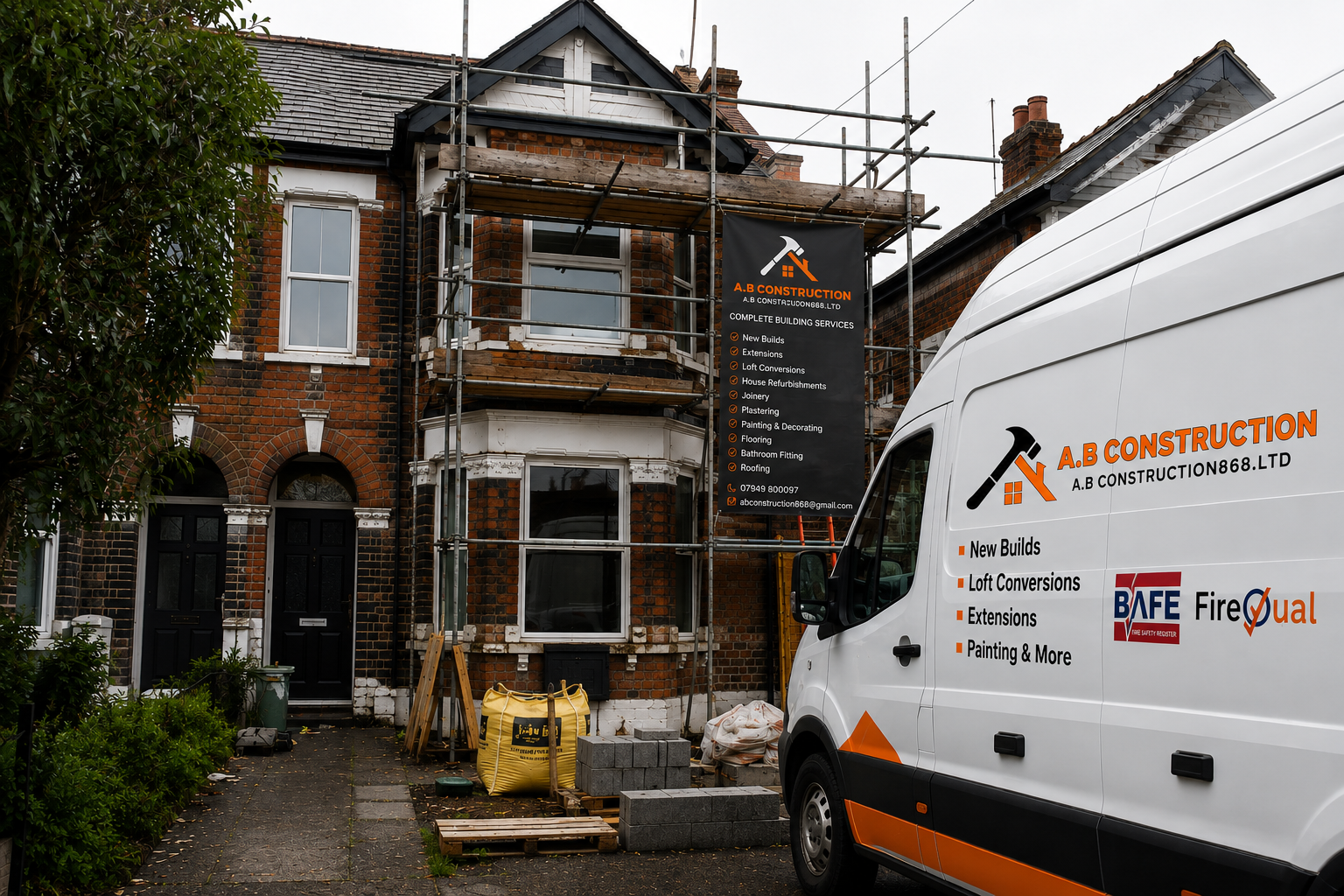 A.B Construction roofers working on a pitched roof in Manchester